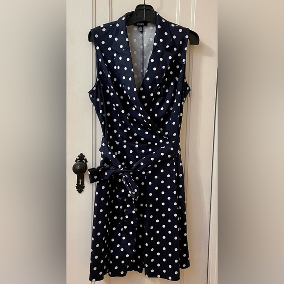 Chaps Navy blue and white polka dot dress - Picture 4 of 7